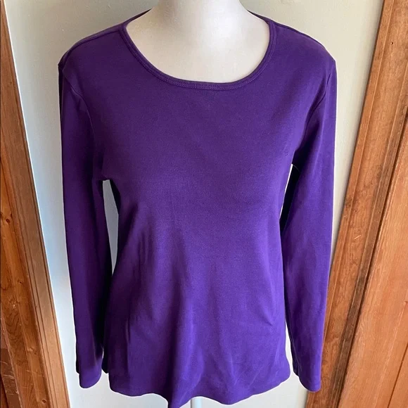 RALPH LAUREN Deep Purple Knit Pullover Crew Neck Tee Top M - Picture 5 of 16